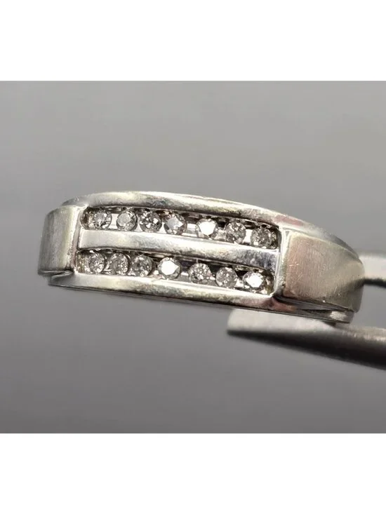 10k White Gold Natural Diamond Channel Set Band Ring Size 10.25 Signed NDI 4.05g - Picture 1 of 16